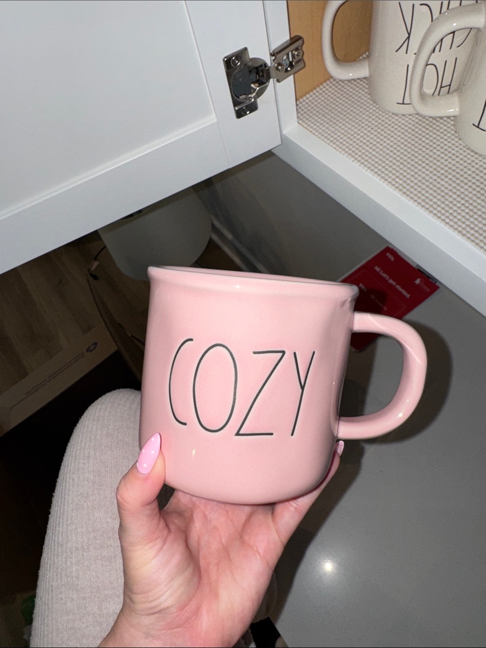 Rae Dunn Pink Ceramic Mug - COZY Lettering